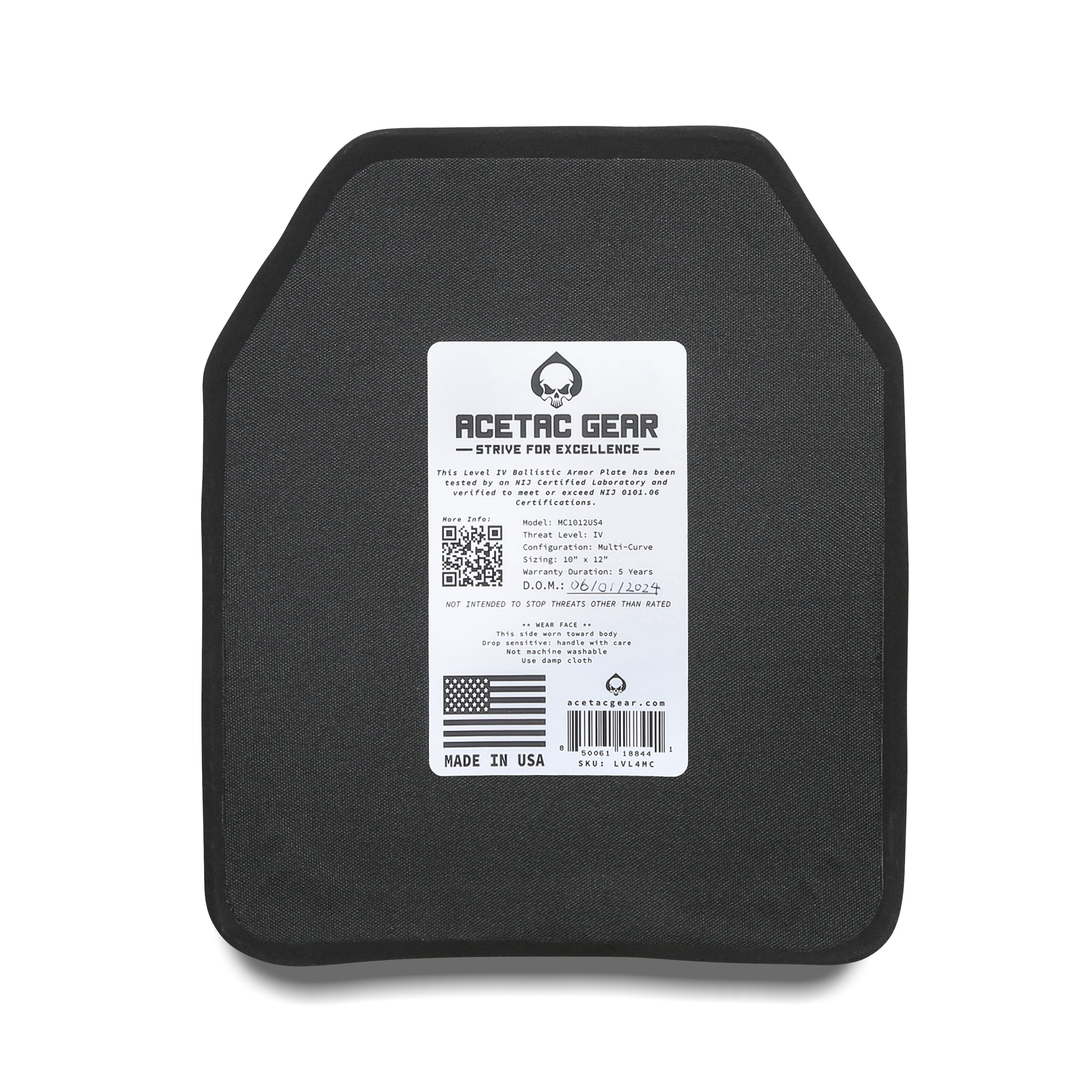 Level IV Multi-Curve Body Armor Plate - Single