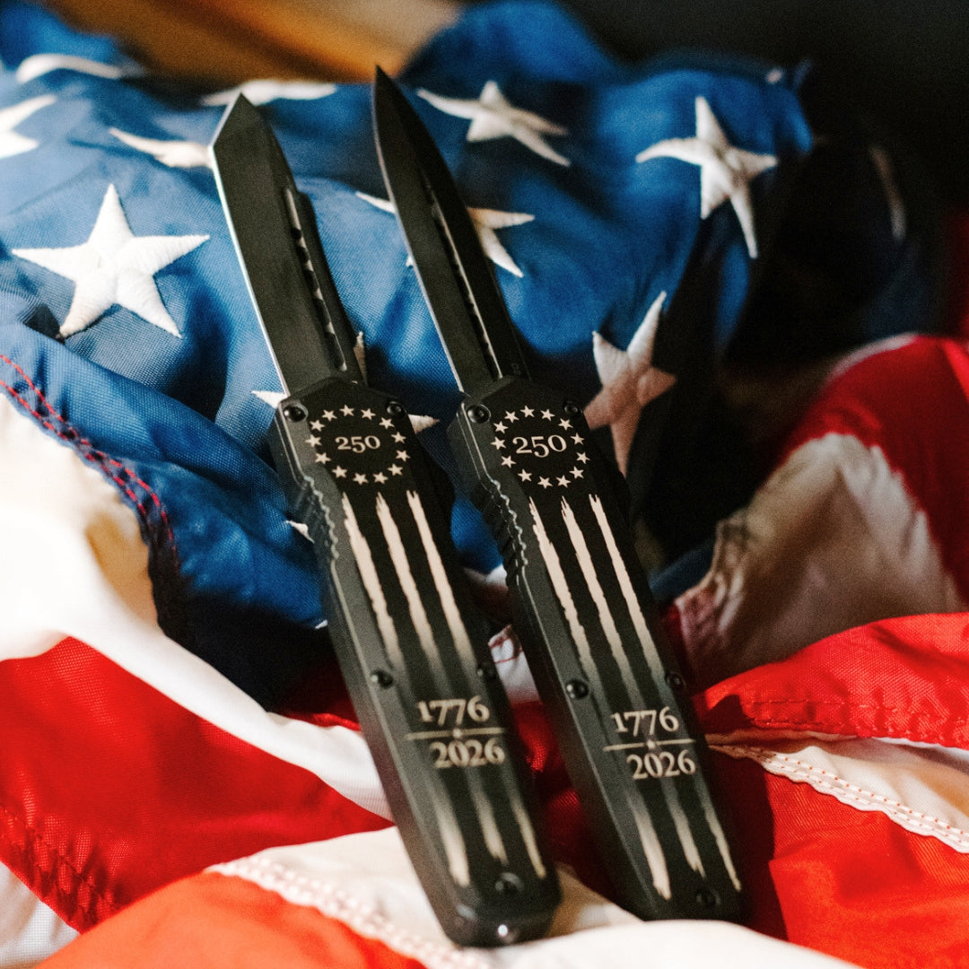 Betsy Ross Flag Large OTF Knife (Tanto Blade)