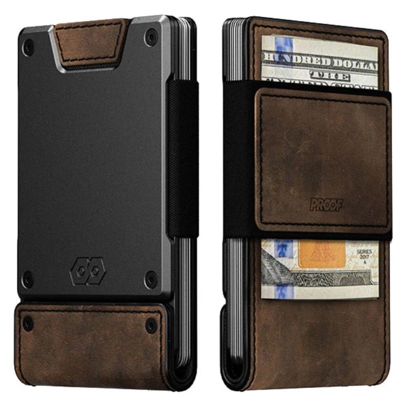 front and back view of the founder proof wallet