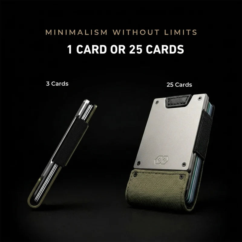 proof wallet with 3 cards and 25 cards capacity on a black background