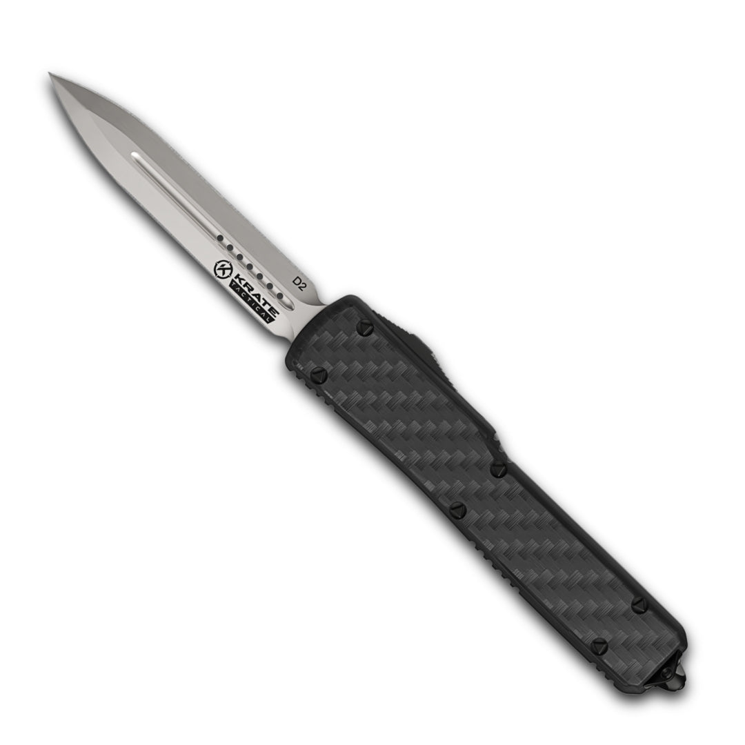 parallax otf knife with black finish and double edge blade