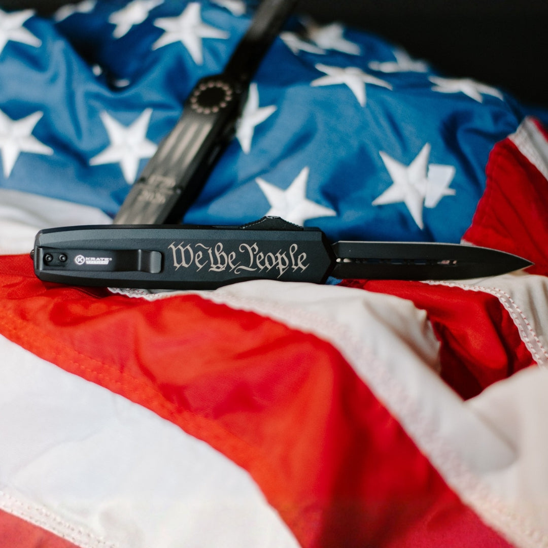 Betsy Ross Flag Large OTF Knife (Dual Edge)