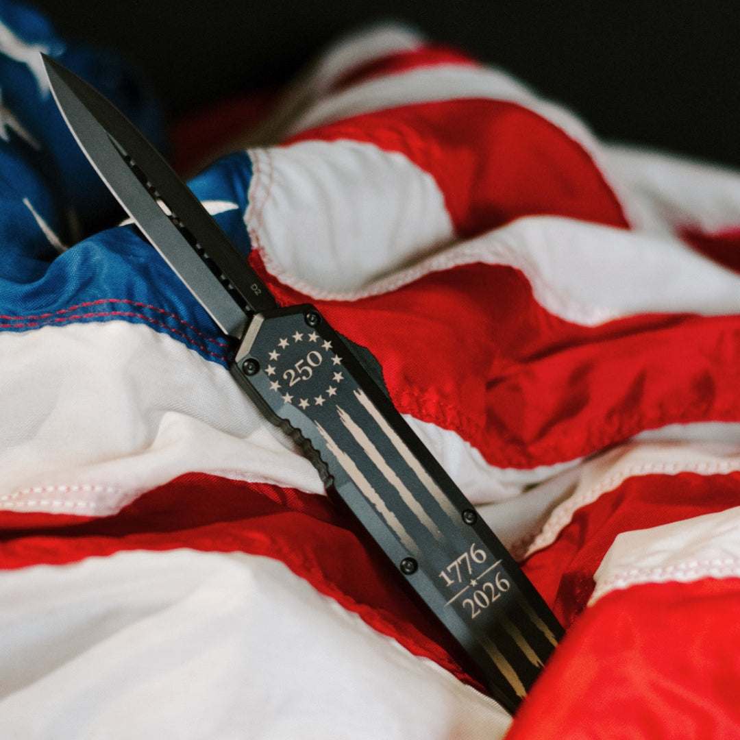 Betsy Ross Flag Large OTF Knife (Dual Edge)