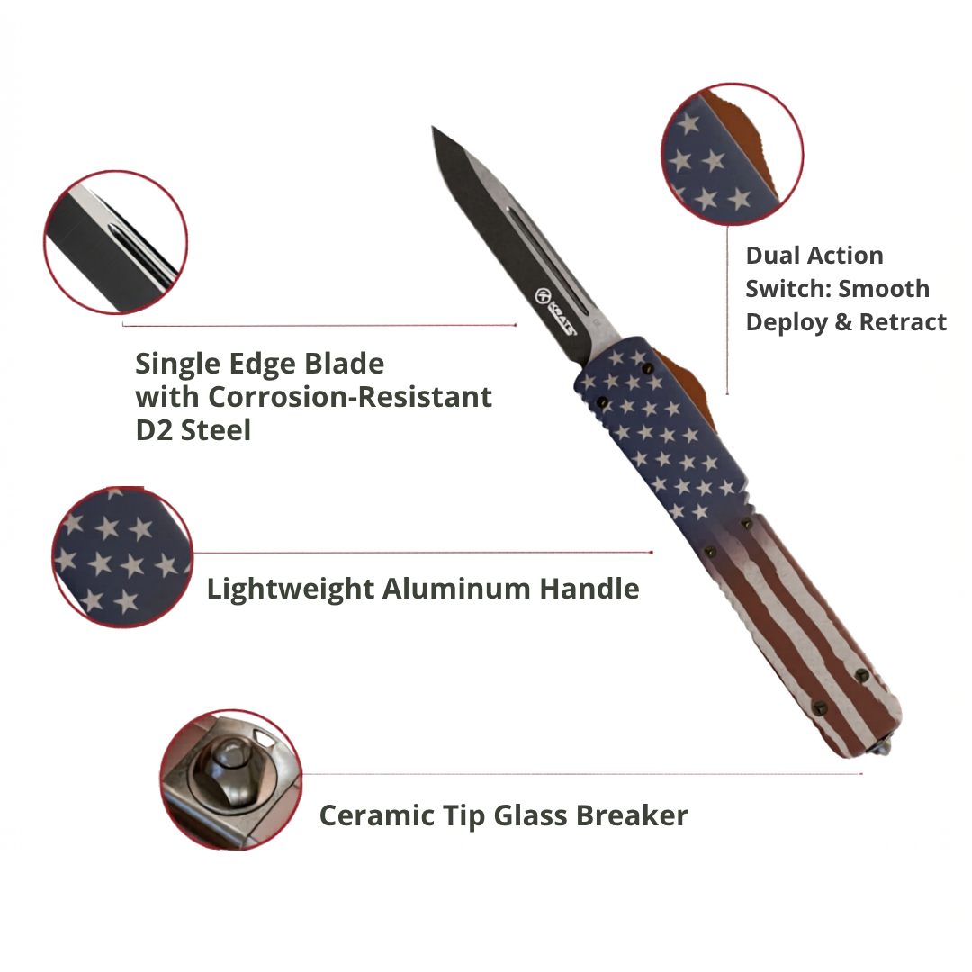 american flag otf knife technical specifications