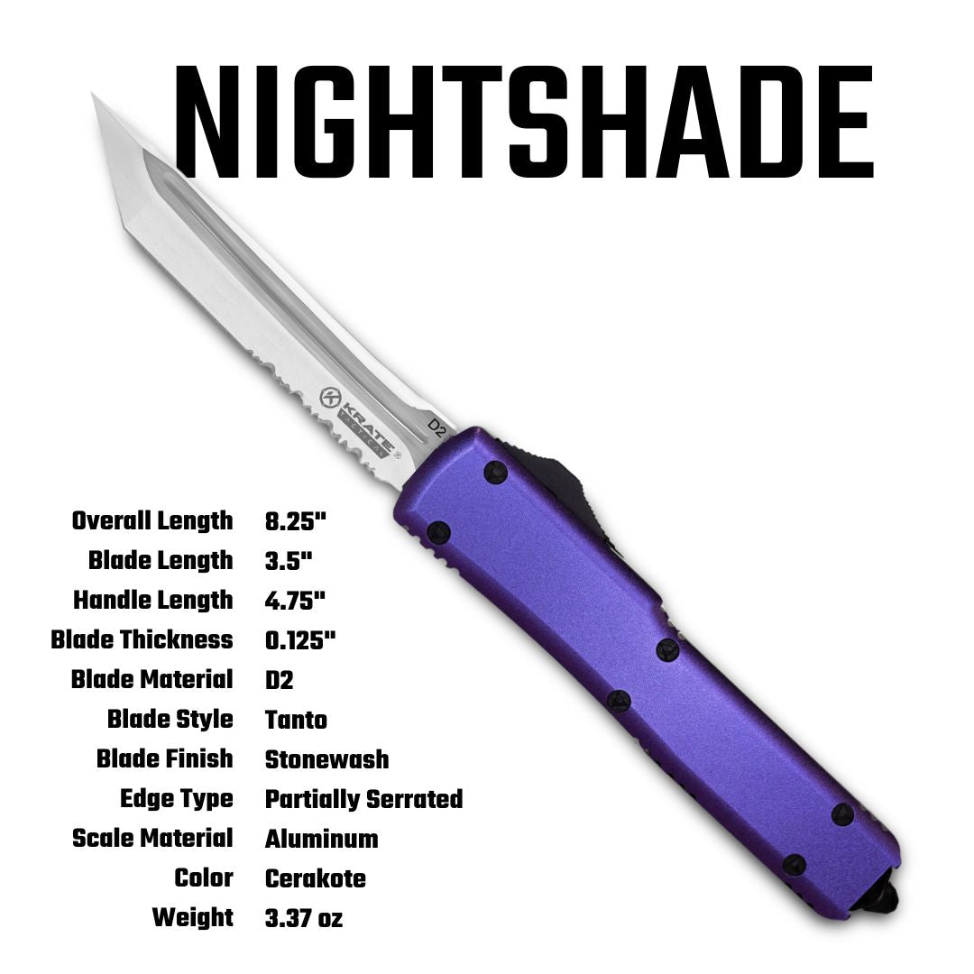 krate tactical purple nightshade otf specs sheet