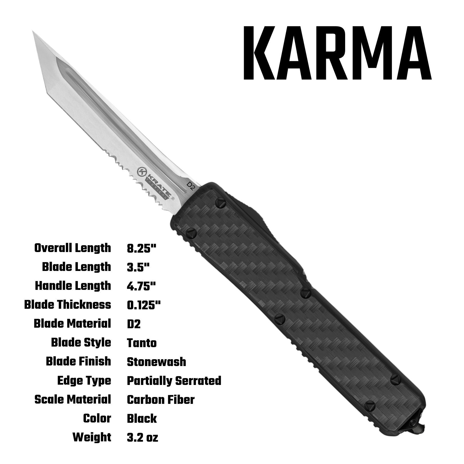 krate tactical karma otf knife spec sheet