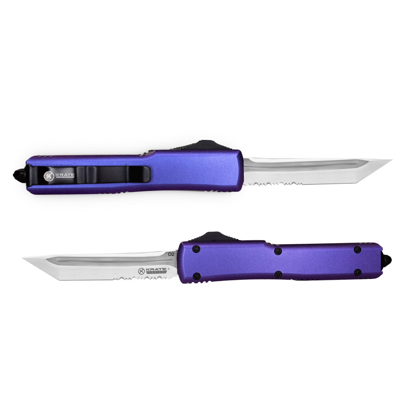 front and back view of nightshade otf knife