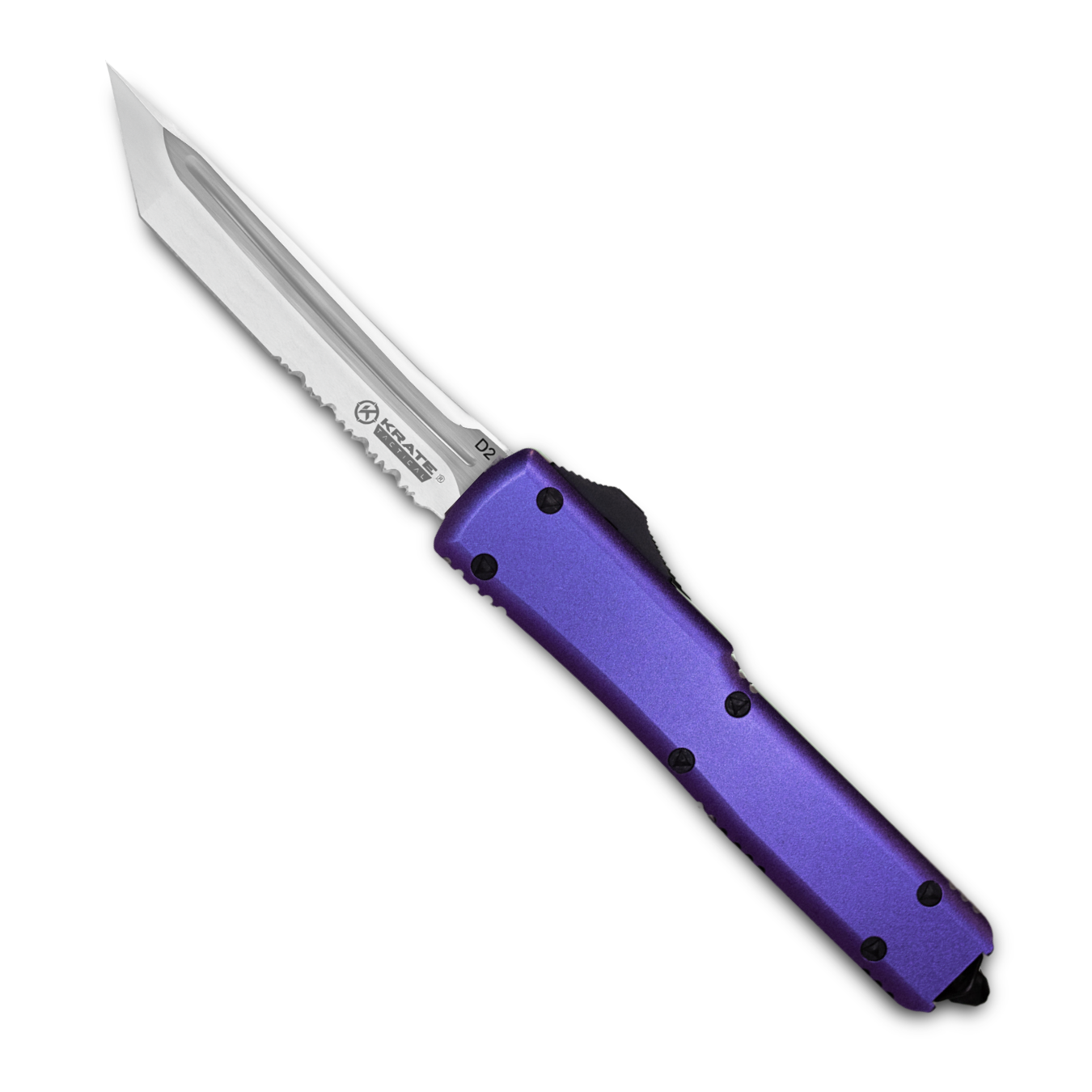 nightshade otf knife with pearlescent blue-and-purple finish