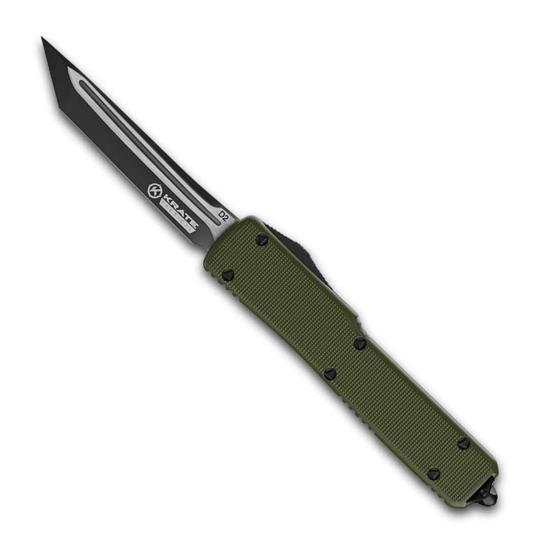 ranger otf knife with green finish and single blade