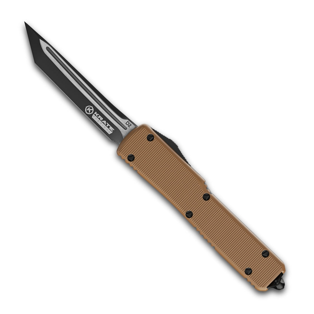 sandstorm tan finish otf knife with single edge blade